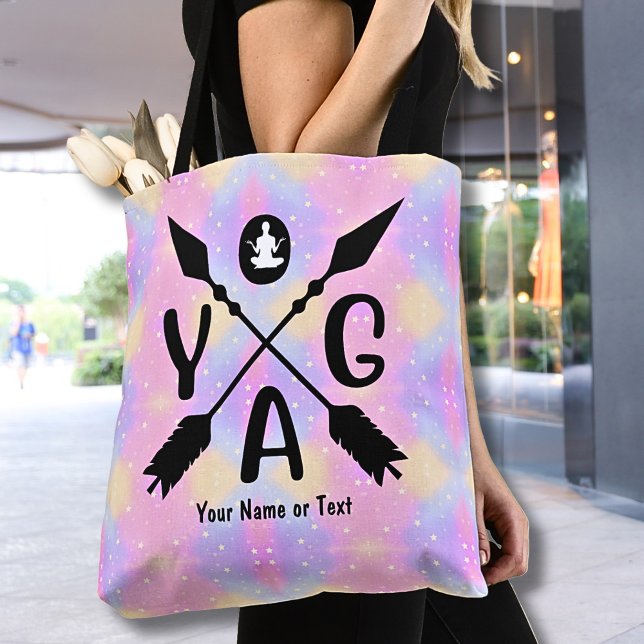 Bolsa Tote Adicionar Nome ou Texto Yoga Boho Setas (Criador carregado)