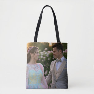 Bolsa Tote Adicionar Personalização de Foto de Casamento