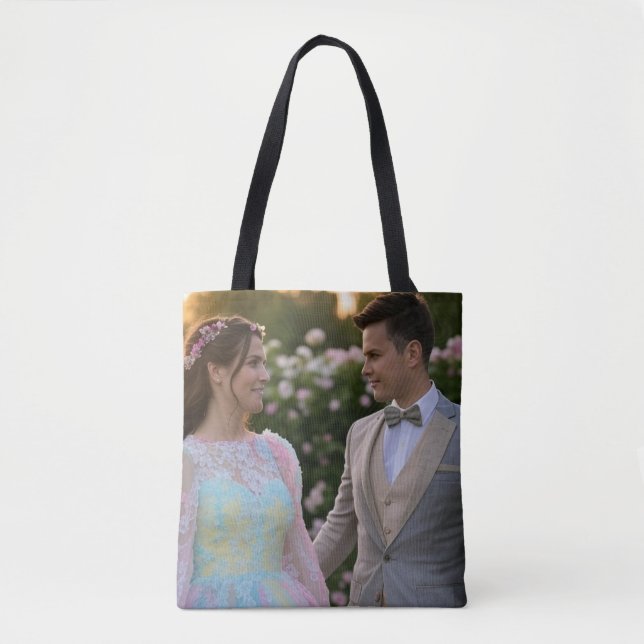 Bolsa Tote Adicionar Personalização de Foto de Casamento (Frente)