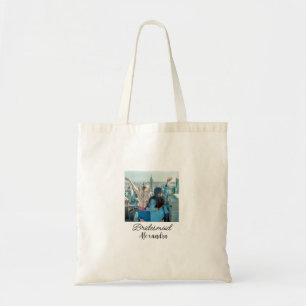 Bolsa Tote adicionar seu nome foto simples minimalista damas