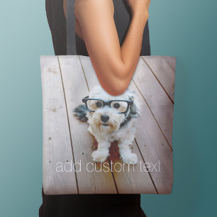 Bolsa Tote Adicionar sua própria foto e texto personalizado