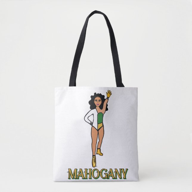 Bolsa Tote Adicionar um Nome Dançarino Verde Branco #2 (Frente)