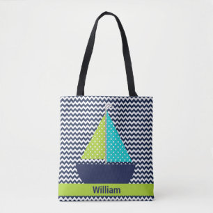 Bolsa Tote Adicione a risca Chevron com veleiro
