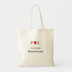 Bolsa Tote Adicione o nome do casal em um compromisso feliz d