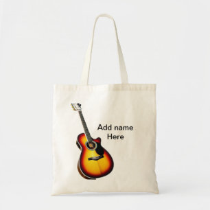 Bolsa Tote Adicione o nome do texto guitarra acústica castanh