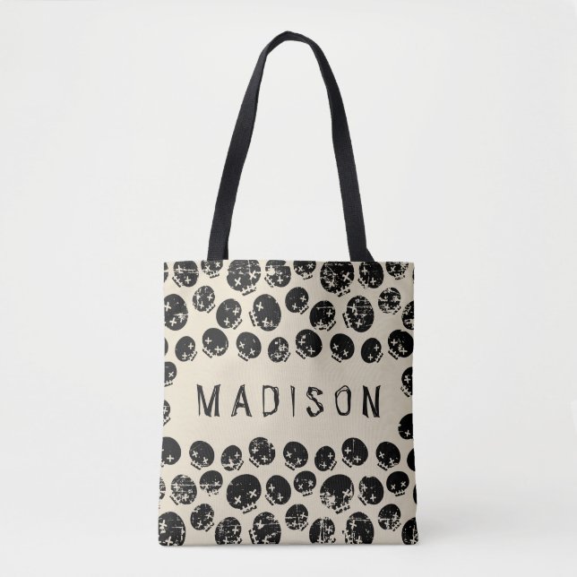 Bolsa Tote Adicione seu nome | Grunge Skeleton (Frente)