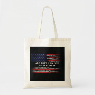 Bolsa Tote Adicione seu próprio texto no sinalizador america