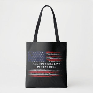 Bolsa Tote Adicione seu próprio texto no sinalizador america