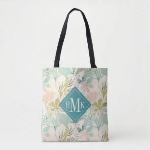 Bolsa Tote Adicione seu teste padrão floral moderno do