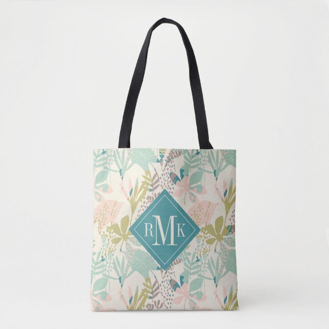 Bolsa Tote Adicione seu teste padrão floral moderno do (Frente)