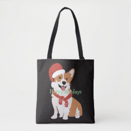 Bolsa Tote Adicione seu texto Cachorro de Natal engraçado pre