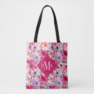 Bolsa Tote Adicione sua aguarela do verão do monograma  
