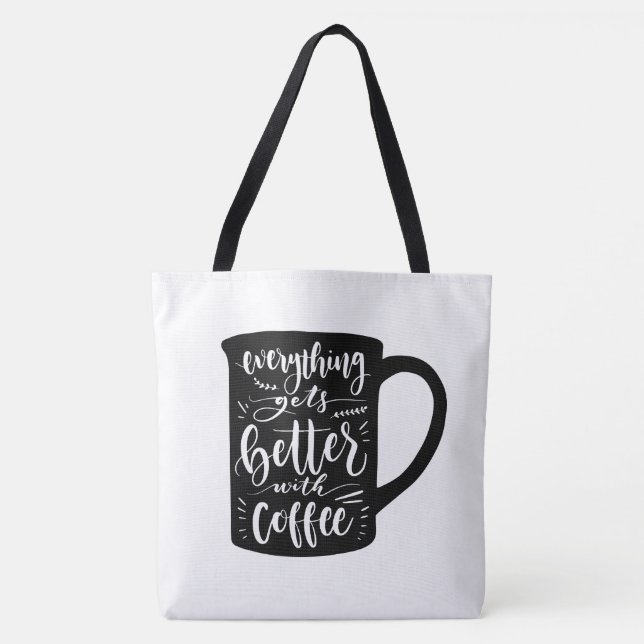Bolsa Tote Aditivo de café engraçado Java, citação de cafeína (Frente)