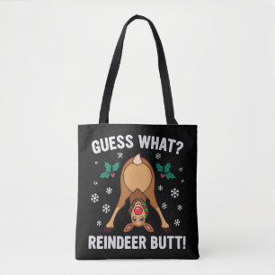Bolsa Tote Adivinhe o que Piada de Natal do Traseiro de Rena