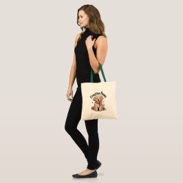 Bolsa Tote Adorable Brown Dog Artist with Paintbrush Yarn Art