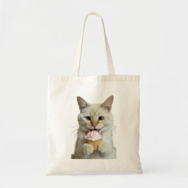 Bolsa Tote Adorable Kitty Eating Cupcake – Cute Pet Photograp