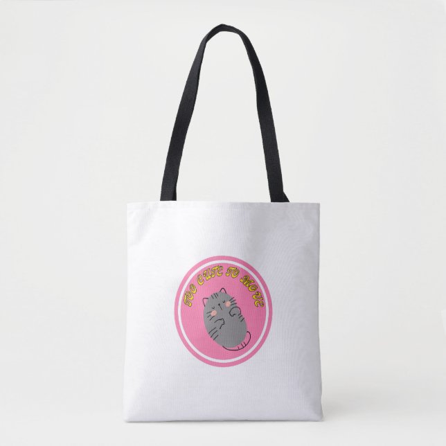 Bolsa Tote Adorable Lazy Cat "Too Cute To Move" Design (Frente)