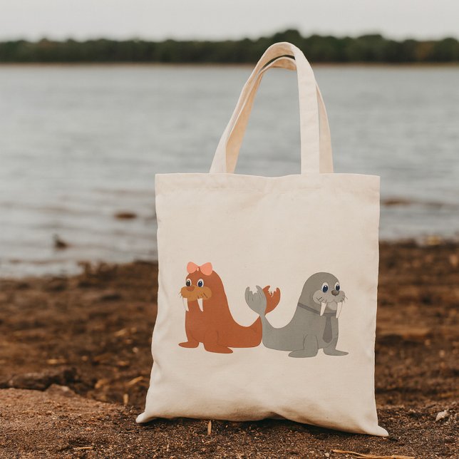 Bolsa Tote Adoráveis homens e mulheres Walruses (Criador carregado)