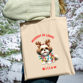 Bolsa Tote Adorável Aquarela Shih Tzu Cachorro das Luzes de N