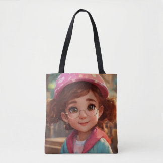 Bolsa Tote "Adorável Cartoon Little Girl"