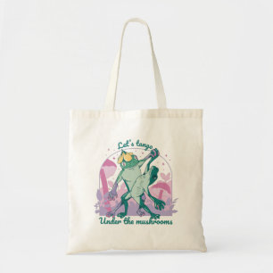 Bolsa Tote Adorável Casal de Rãs com Cogumelos Dança