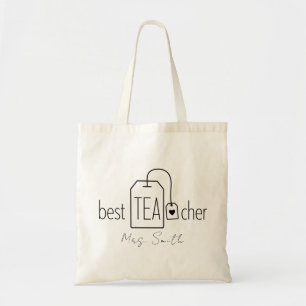 Bolsa Tote Adorável Chá do Melhor Professor Pun Nome Personal
