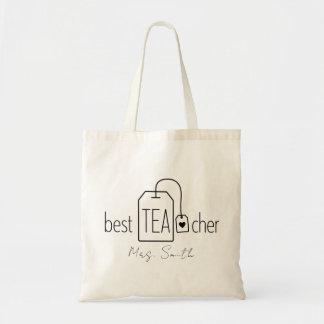 Bolsa Tote Adorável Chá do Melhor Professor Pun Nome Personal
