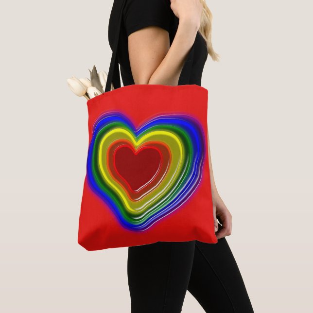 Bolsa Tote adorável coração arco-íris (Close Up)
