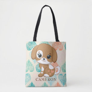 Bolsa Tote Adorável doce cachorrinho de toalha