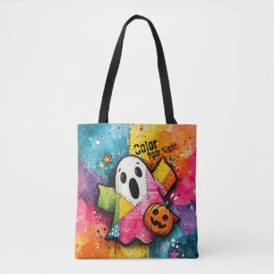 Bolsa Tote Adorável Fantasma de Patchwork Arte Colorida de Sa