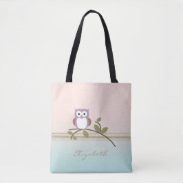 Bolsa Tote Adorável Menina Coruja Fofa,Personalizada