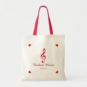 Bolsa Tote adorável música de clave tripla personalizada