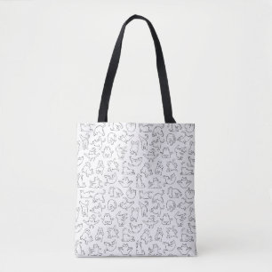 Bolsa Tote adorável padrão de gato de estimação de ioga em fu