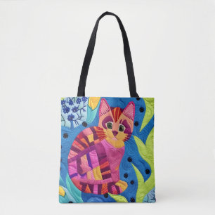 Bolsa Tote Adorável Pequeno Gatinho Quilado Como Design