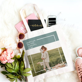 Bolsa Tote Adorável Presente da Família Verde de Fotos Modern