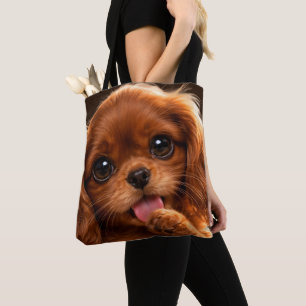 Bolsa Tote Adorável Ruby Cavalier Spaniel 