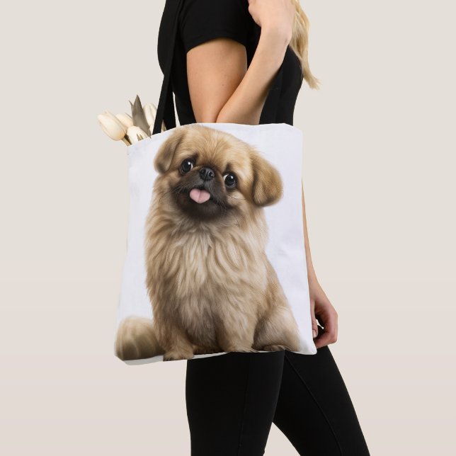 BOLSA TOTE ADORÁVEL TAN PEKINGESE PUPPY DOG (Close Up)