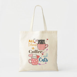 Bolsa Tote Adorável Tudo que preciso é café e gatos considera
