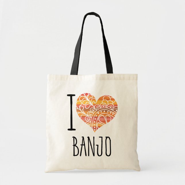 Bolsa Tote Adoro Banjo Orange Mandala Heart (Frente)