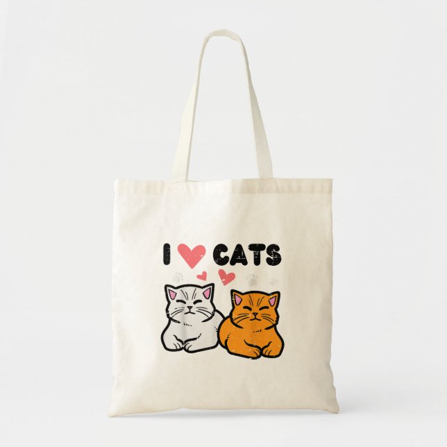 Bolsa Tote Adoro Gatos Corações Gatinhos Bonitos (Frente)