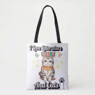 Bolsa Tote Adoro Literatura e Gatos Design