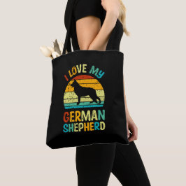 Bolsa Tote Adoro O Meu German shepherd Cachorro Azul Castanho