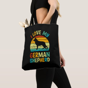 Bolsa Tote Adoro O Meu German shepherd Cachorro Azul Castanho