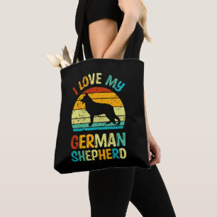 Bolsa Tote Adoro O Meu German shepherd Cachorro Azul Castanho