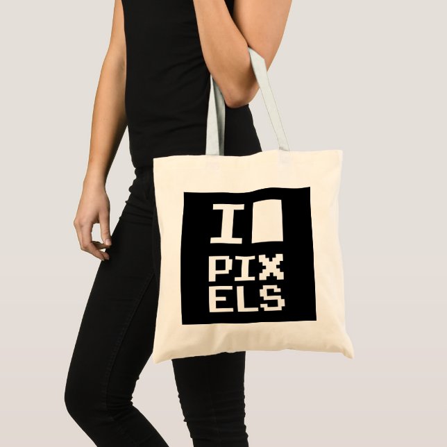 Bolsa Tote Adoro Pixels, design de geek, arte de pixel (Frente (produto))