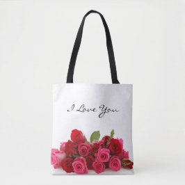 Bolsa Tote Adoro-Te Rosas Vermelhas e Rosa