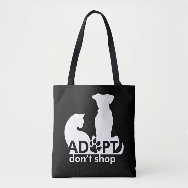 Bolsa Tote Adotar Não Comprar Gato Branco (Frente)