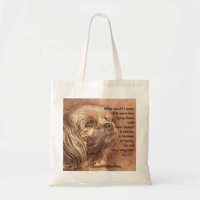 Bolsa Tote Adotar Um Prateleira - Shih Tzu (Frente)