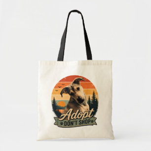 Bolsa Tote Adote Não Compre Design Vintage de Resgate de Cach