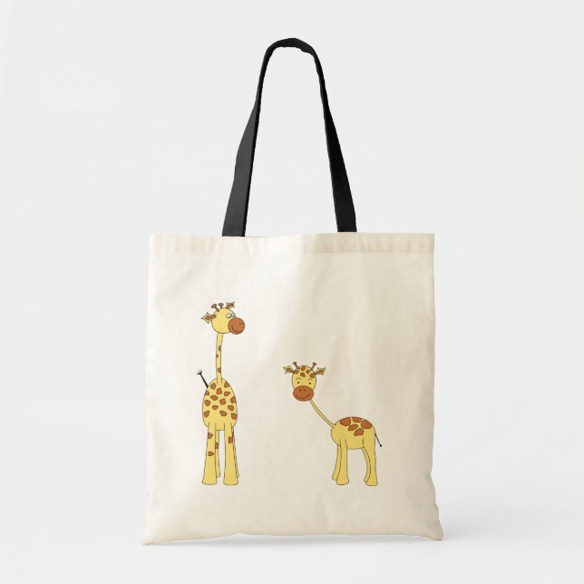 Bolsa Tote Adulto e girafa do bebê. Desenhos animados (Frente)